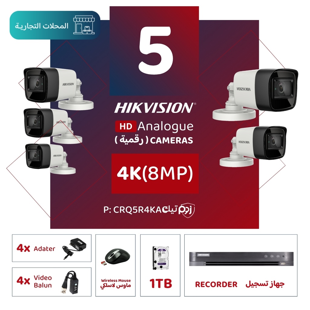 Integrated Commercial Package (5 4K/8MP-HD Digital Surveillance Cameras)